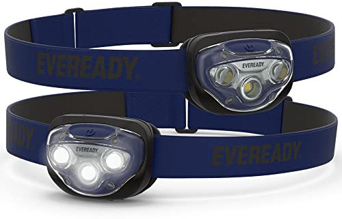 Eveready LED Headlamps (2-Pack), Bright and Durable Head Lights for Running, Camping, Fishing, Emergency (Batteries Included),Navy Blue (2-Pack),Adjustable