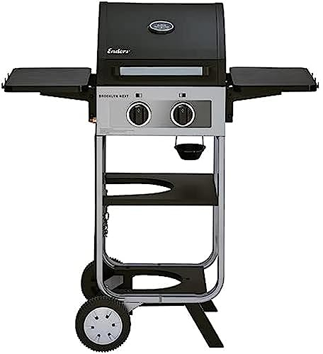 Enders Brooklyn Next 2 Barbacoa gas y Barbacoa portátil - Barbacoa de gas acero inoxidable, termómetro, rejilla de acero inoxidable - Barbacoa con ruedas en carrito y 2 quemadores #8645630