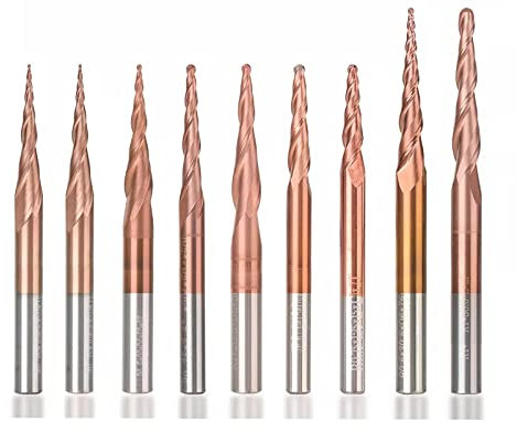 JAINGU 1pc Ball Nose Tapered Schaftfräser HRC62 Hartmetall CNC Carving Bit Gravur Router Bit R0.25-R2.0 Holz Metall Fräser Schaftfräser,R0,5x15xD4x50