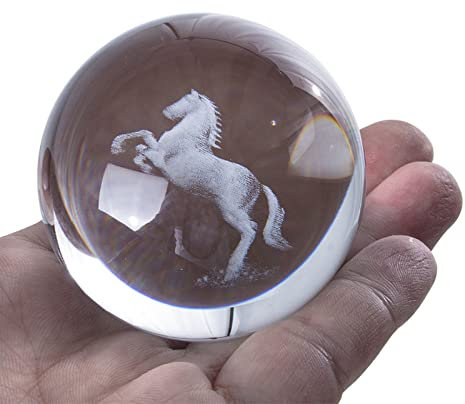 HETAN 60 mm 3D-gravierte Pferdekugeln Hochzeit Art Craft Briefbeschwerer mit Pferd