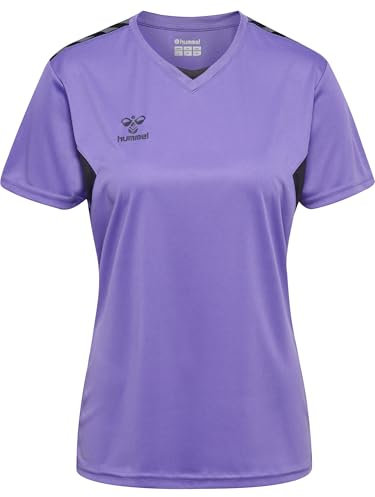 hummel Damen Hmlauthentic Pl Jersey S/S Woman T-Shirt, Dahlia Purple/Asphalt, S EU