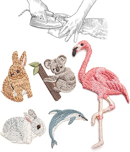 Tier Patches zum Aufbügeln 4 Stück bügelbilder Bestickte Aufnäher für Hosen Jeans Hemden Kleidung und Handarbeiten bügelflicken kinder