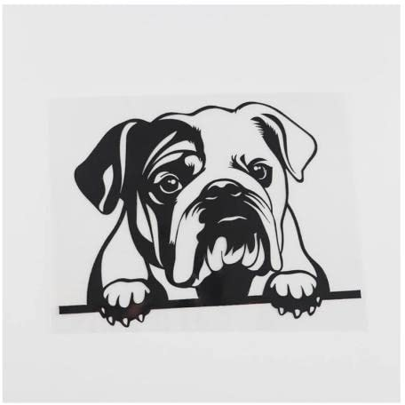 GAETOYEN Autoaufkleber Hund Personalisiert 16,2 cm X 11,9 cm Lustige Englische Bulldogge Spähender Hund Vinyl Auto Aufkleber Schwarz/Silber Css1A12650