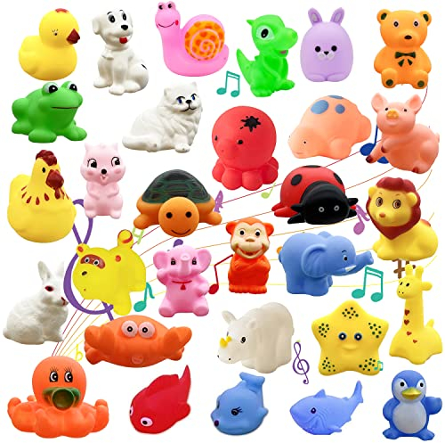 Juguete de baño para bebés preescolares, Flotante Ocean&Farm Squeaky Animal Bath Time Squirty Toy para niños pequeños, decoración y Regalo para Fiestas, Juguetes educativos para bañera (30 Piezas)