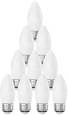 E27 Edison Screw Fitting LED Light Bulb 5.5W 40 Watt Equivalent, Energy Saving, Candle Light Bulbs, Daylight 6500K, Long-Lasting, Bright Led Bulbs, 470 Lumen, Non-Dimmable, Pack of 10