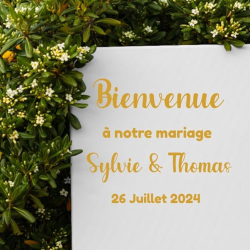 Stickers mariage personnalisable pour panneau de bienvenue. 14 couleurs au choix.