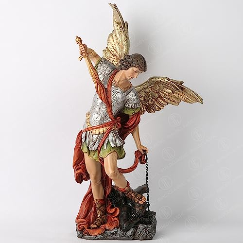 BC Katholische St. Michael Statue, 43,2 cm H Erzengel-Figur, Innenstatue, Schutzpatron des Exorzismus und spiritueller Verteidigung, Sammelfigur, klassische florentinische Kunstskulptur, handbemalt
