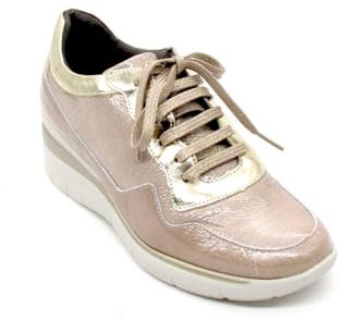 PITILLOS - 5461 Piedra - Zapato Deportivo de Piel, con cuña, Cordones, Suela de Goma, para: Mujer Color: Piedra Talla:36