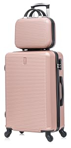 CELIMS - Grande Valise de Voyage avec Vanity Trousse de Toilette 30cm Rose Gold Rigide à 4 roulettes Légère Taille Soute 23kg 75cm Femme | Valise Grande Taille avec 4 Roues 75cm | Valise Rose Femme