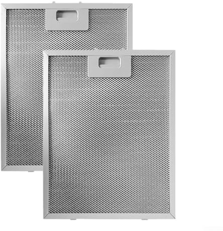 Filtro de grasa de metal para campana extractora, universal, 350 x 285 x 9 mm, filtro de grasa de 5 capas (paquete de 2)