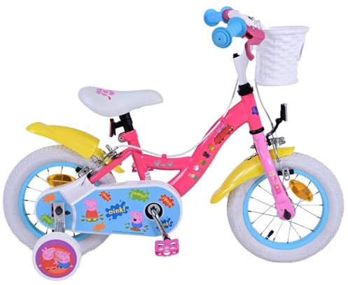 Peppa Pig 12-Zoll-Kinderfahrrad Pink mit abnehmbaren Stützrädern und Zwei Handbremsen - Sicherheit und Komfort