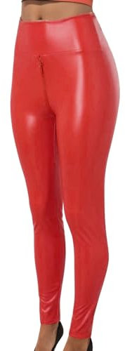 DGZTWLL Kunstleder-Leggings für Damen, sexy Reißverschluss im Schritt, hohe Taille, schmale schmale Yogahose, Übergröße, Bauchkontrolle, Rd3, 4X-Groß