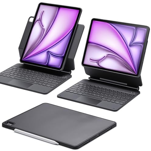 ESR iPad Air 13 Inch Case Keyboard (M3/M2, 2025/2024), Easy-Set Magnetic Stand, Portrait/Landscape Mode, Removable Case with Multi-Touch Trackpad, Rebound 360 Series, Black