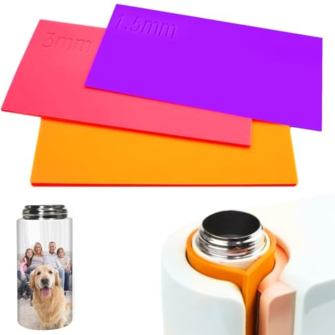 YushengTai 3 Stück Silikon Wraps Sublimation für Sublimationstassen Rohlinge, Sublimations-Silikonbecherhülsen für Tassenveredelung, Sublimation Silikonmanschette für Cricut-Becherpresse (Bunt)