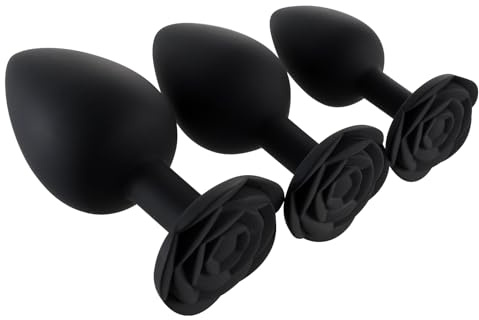 Anal Butt Plug Rose Sexspielzeug, 3Pcs Silikon Anal Plugs Training Set, Prostata-Massage für Anfänger, 6.8/8.1/9 cm