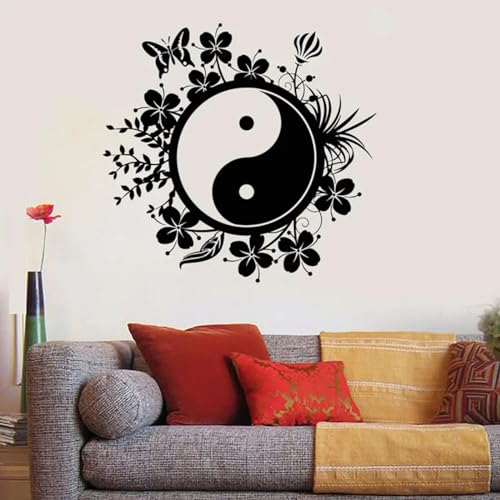 SHELOG Yin Yang Tai Chi Wandtattoo Orientalischer Yoga Buddha Meditation Aufkleber Schlafzimmer Yoga Zimmer Fitnessstudio Haus Dekoration Kunst Wandaufkleber