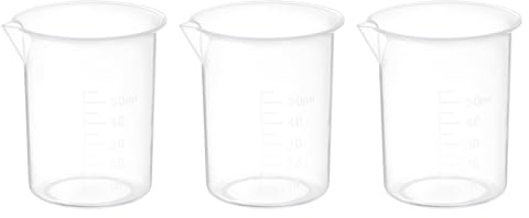 PATIKIL 50ml Measuring Cups, 3Pcs Polypropylene Beakers Graduated Measuring Pitcher Beakers with and Spout for Lab Experiments, Baking and Cooking, Transparent
