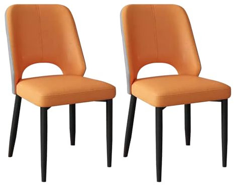 MARIYCH Esszimmerstühle aus Kunstleder, 2er-Set, Küchen- und Esszimmerstühle, armlose, gepolsterte Beistellstühle mit weich gepolsterten, schwarzen Metallbeinen