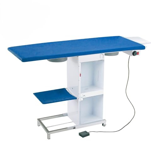 EOLO Table à Repasser TS10 V4 Professionnelle Rectangulaire Chauffante 2 Moteurs Aspirants Linge Draps Régulation Température roulettes Planche Stable Etagère Linge Repose-Fer A++ Garantie 5 Ans