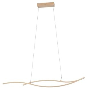 EGLO LED Hängelampe Grisolia, Pendelleuchte über Esstisch | geschwungene Esszimmerlampe, Wohnzimmerlampe aus Metall und Kunststoff in Holz-Optik, warmweiß, 140 cm