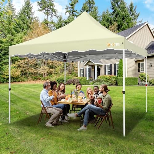 HOTEEL Pop up Pavillon 3x3, Einfache Einrichtung Faltpavillon 3x3 Wasserdicht Stabil Winterfest mit Tragetasche, Sandsack, Heringen und Seilen für Outdoor-Party, Garten, Hochzeit, Event