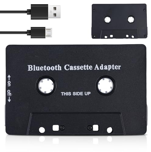 GOEDCH Adattatore per cassetta auto Bluetooth: adattatore per cassetta stereo ad alta fedeltà, adattatore per cassetta Bluetooth 5.0 senza fili per auto, ricarica USB, per telefoni cellulari