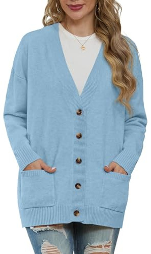 GRECERELLE Cardigan en tricot Aran à manches longues boutonné surdimensionné pour femme avec poches pour l'hiver, l'automne et le printemps