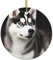 Niedlicher Husky-Hund, Weihnachtsschmuck, Weihnachtsbaum, Keramik, hängende Ornamente mit goldfarbenem Band, 7,4 cm, Feiertagsdekoration, Basteln, doppelseitig, hängende Porzellan-Anhänger für Party,
