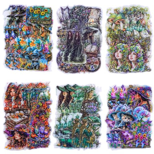 MIANRUII 180Pcs Wald Hexe Scrapbook Aufkleber, PET Magic Ephemera für Journaling, Craft Supplies und Junk Journal