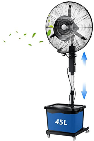 WANGXLGD Ventilador de nebulización para Exteriores, Ventilador de Pedestal con Altura Ajustable, 3 velocidades, Ventilador de refrigeración para Patio, jardín, Patio Trasero, Negro (71cm/28in)