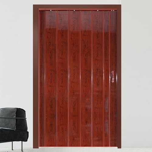 Porte accordéon en PVC brillant rouge avec accordéon magnétique et matériel d'installation facile 63,5 x 203 cm