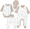 TupTam Baby Kleidung Set Jungen Langarm Bekleidung Neugeborene Füßlingen Hose Body Strampler Mütze 5 tlg, Farbe: Bärchen Sterne Beige, Größe: 56