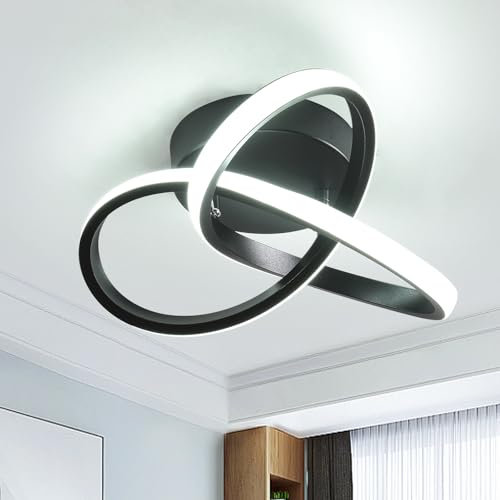 Qcyuui 20W Modern Black LED Ceiling Light Ultra-Slim Flush Mount Lighting with 6500K Daylight White Energy-Saving Design for Hallway, Foyer & Corridor