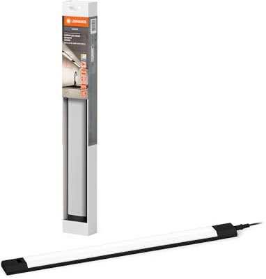 LEDVANCE Linear Edge Sensor Hochvolt-Unterbauleuchte mit IR Sensor, 30 cm, 8 W, 640 lm, 3000/4000/6500 K, warmweiß/kaltweiß/Tageslicht, CCT dimmbar, schwarzes Aluminium, IP20