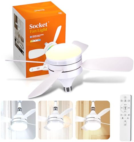 Umikk 48cm Deckenventilator mit RGB Beleuchtung Rückwärtsdrehung/Fernbedienung, Deckenlampe mit Ventilator, 6-Gang Timer Lampe mit Ventilator, 360° Drehung,für Wohnzimmer Kleine Räume
