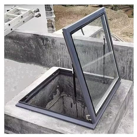 Fenêtre De Toit Et Extérieur Lucarne, Grenier Trappe D'accès Au Toit Avec Verre Trempé, Fenêtre De Lumière Naturelle Couvercle De Puits Pour Sous-sol/Véranda/Grange/camping-car(2.62x3.28ft/80x100cm)