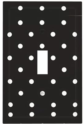 ZhaoYuGoods Placche decorative per presa dell'interruttore della luce, con stampa a pois bianchi e neri, resistenti, piastra frontale elettrica, 12,5 x 8 cm