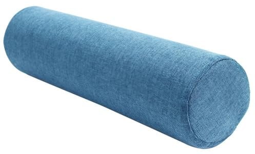 YHXAIQ Nackenrolle Body Pillow, Lange Runde Form Weich und Bequem Leinenstoff, für Kopf Rücken Beine und Yoga, Kissenrolle Bett Nackenkissen Schlafen(Dark Blue,15 x 90 cm)