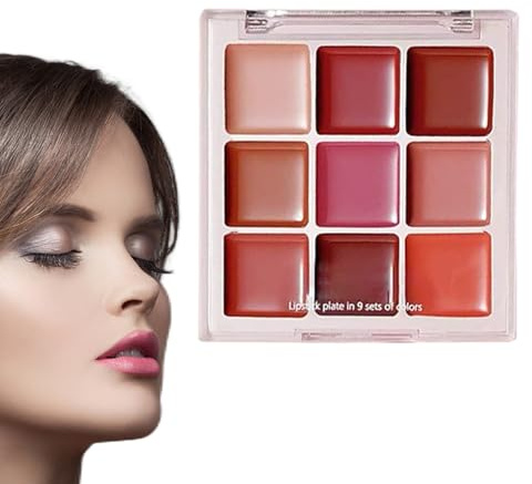 Hozaenwa Palette de Rouge à Lèvres, Set de 9 Nuances, Imperméable Tenue Longue Effet Pulpeux Mat Pour Maquillage Quotidien Soirée Adolescentes