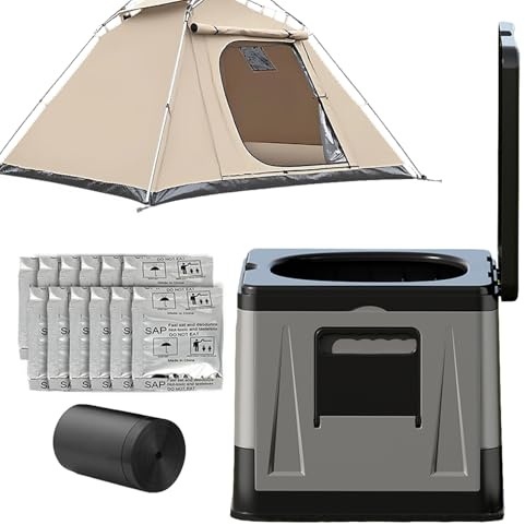 Quorvex Toilette Portable pour Adultes | Toilettes Hautes D'Extérieur avec Couvercle - Siège Pliant Léger pour Camping Tente Plage Maison Voiture Déplacements Extérieur