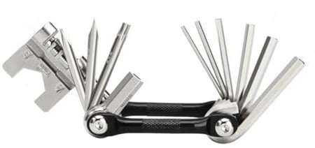 16-in-1 Bicycle Multi-Tool Made of Chrome Vanadium Steel | with Chain Riveter & Spoke Nipple Wrench | Lightweight Aluminum | for MTB/Road Bikes