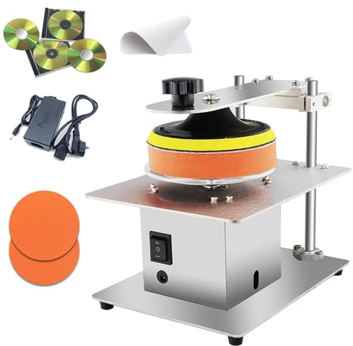 CD/DVD-Disc-Poliermaschine, 200-W-Disc-Reinigungsgerät mit 6 einstellbaren Geschwindigkeiten, elektrische Tisch-Disc-Schleif Poliermaschine zur Disc-/Kratzerreparatur Datenwiederherstellung