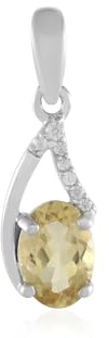 Cavill Gelber Beryll Anhänger 0,575 ct Oval aus Brasilien mit 925er Silberanhänger, Zirkon Akzente aus Kambodscha, moderner Schliff, 19x6 mm, leicht und stilvoll