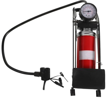 EXHUMKY Multifunktions Fußpumpe Hochdruck für Autoreifen Fahrrad Motorrad mit Manometer Rutschfestes Fußpedal