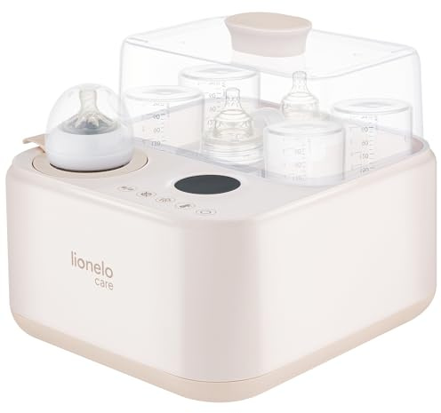 Lionelo SteamUp 3in1 Sterilisator für Babyflaschen mit Trockner & Flaschenwärmer Baby, Dampfsterilisator für 4 Flaschen, 99,99% Keimreduktion, Touchpanel, Abschaltautomatik, BPA-frei