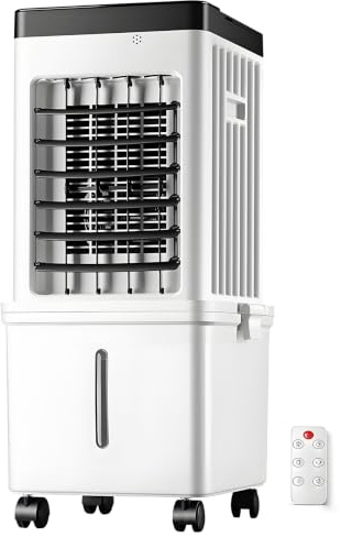FVTVHEV Aire Acondicionado Portátil, 15L 75W Enfriador de Aire Evaporativo | Climatizador Evaporativo, Con mando a distancia, Temporizador de 15 horas, Ideal para familias