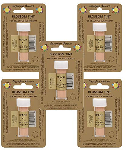 5 x Sugarflair Peach Edible Blossom Tint Food Colour Cake Decoration Dust Powder