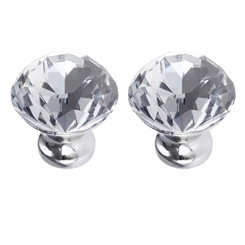 FBSHOP(TM) 30MM 2PCS Transparent Möbelknopf Diamant Kristall Möbelknöpfe Moebelgriffe Möbelknauf Schubladengriff Türknauf Türgriffe Schrankgriff