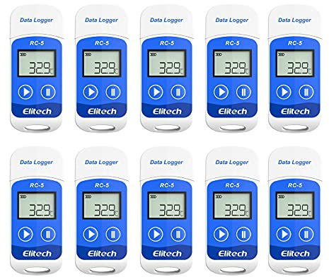 Elitech 10PCS Temperature Data Logger 32000 points Reusable USB Temperature Data Recorder, Software for Mac and PC, RC-5