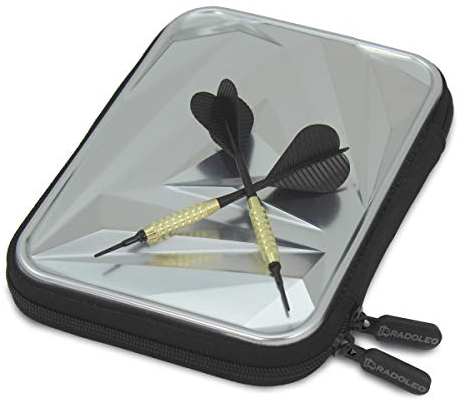RADOLEO Dart Case Arrow-ONE Steel-Silver für 2 Spieler | für 6 Darts, Ersatzteile (Flights, Barrels, Tips, Collars) | Elegantes Design für Weltmeister | Exklusiv